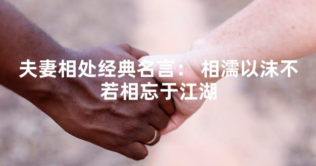 夫妻相处经典名言： 相濡以沫不若相忘于江湖